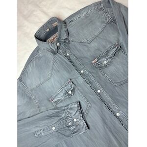 Rafter C Cowboy Collection Mens Grey Pearl Snap Western Shirt ProFlex45 Large